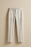 Beige Linen Straight Fit Trousers