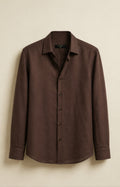 Brown Linen Slim-Fit Shirt