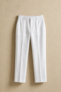 White Linen Straight Fit Trousers